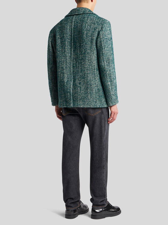 Shop Etro Wool- And Alpaca Wool-blend Pea Coat In Grün