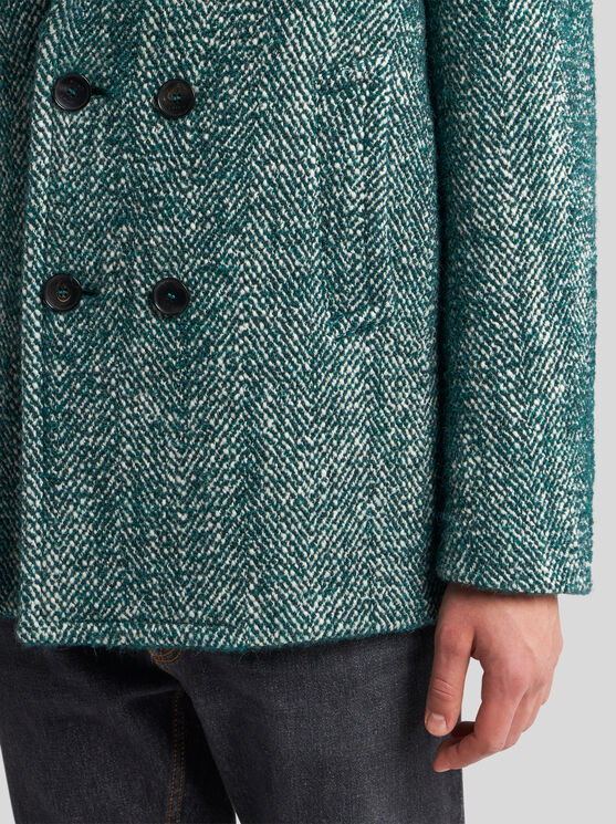 Shop Etro Wool- And Alpaca Wool-blend Pea Coat In Grün