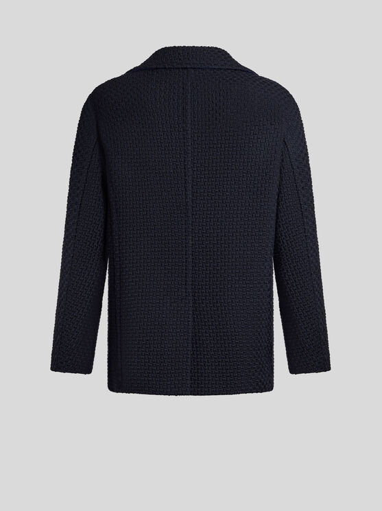 Shop Etro Wool Pea Coat In Navyblau