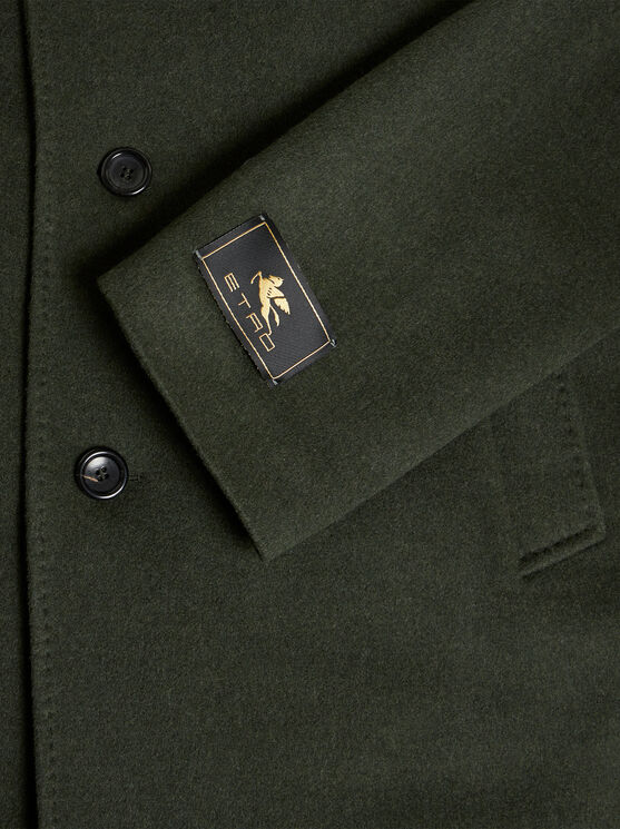 ETRO , WOOL AND CASHMERE PEACOAT, MAN, DARK GREEN, SIZE XXL
