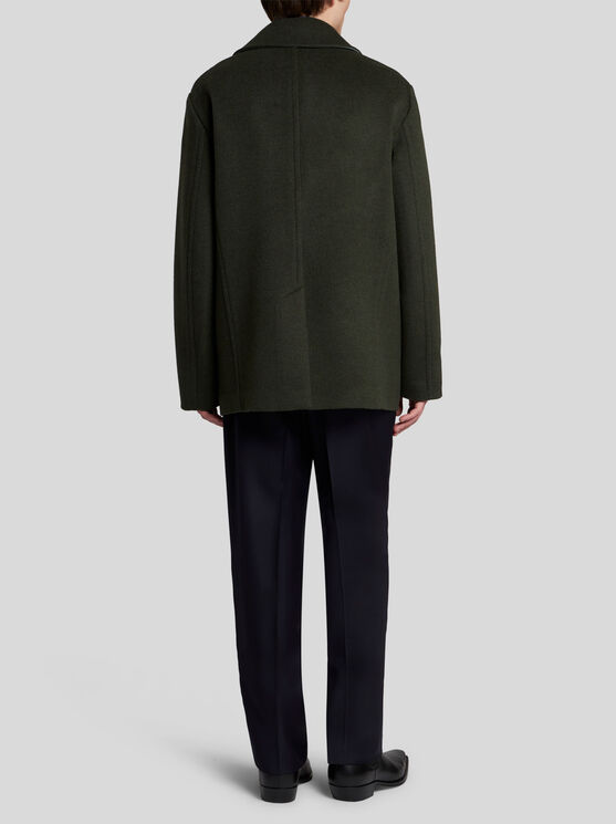 Shop Etro , Wool And Cashmere Peacoat, Man, Dark Green, Size Xxl