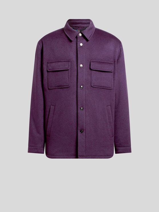 Etro Cashmere Patch-pocket Overshirt In Purple