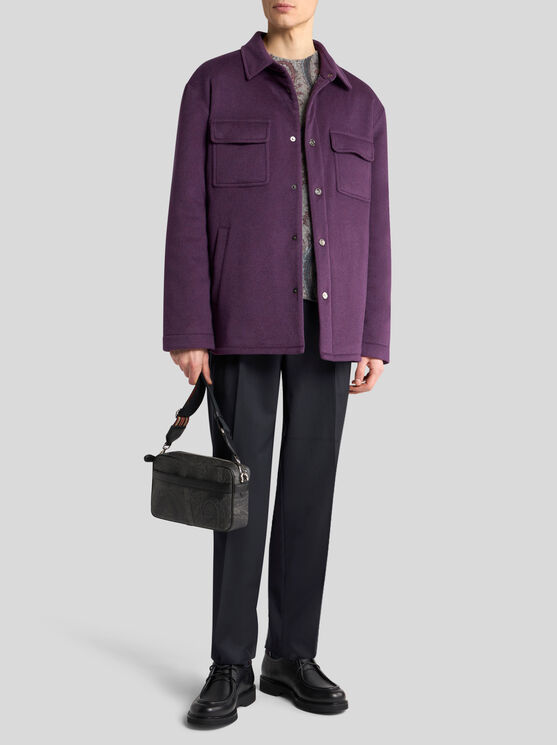 Etro Cashmere Patch-pocket Overshirt In Purple