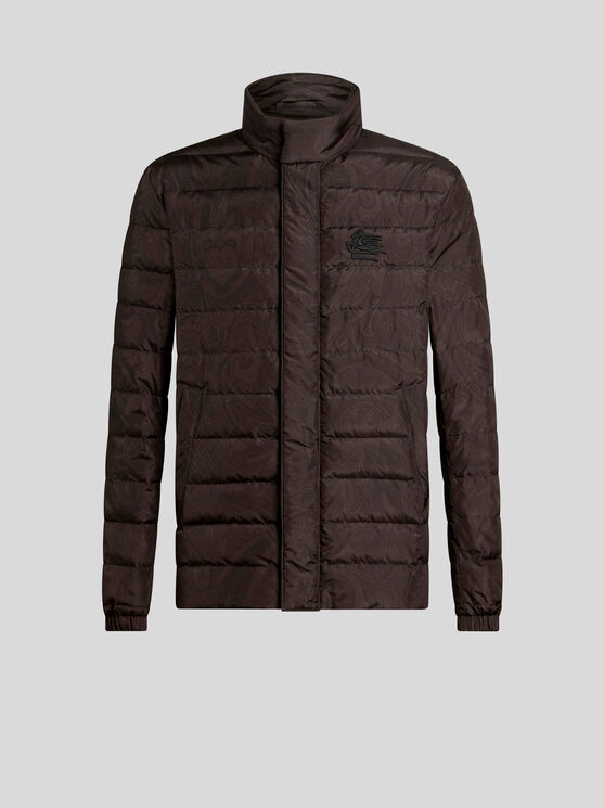 Shop Etro Down Jacket With Paisley Print In Black