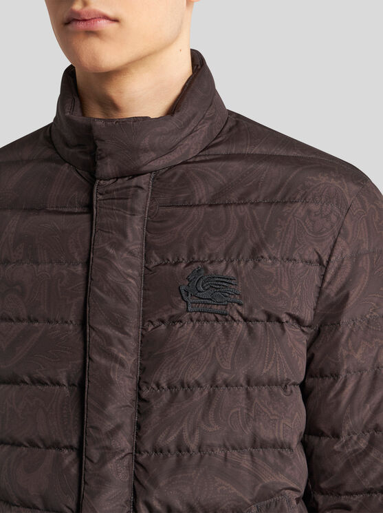 Shop Etro Down Jacket With Paisley Print In Black