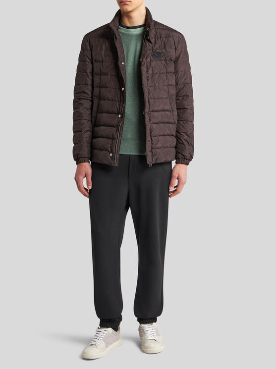 Shop Etro Down Jacket With Paisley Print In Black