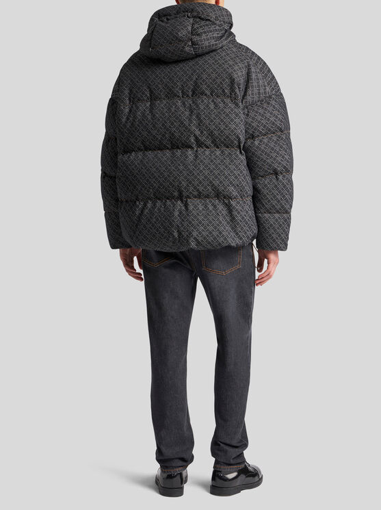 Shop Etro Jacquard Denim Down Jacket In Schwarz