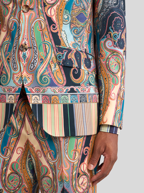 Etro Floral Paisley Blazer In Navy Blue