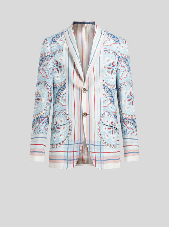 Etro Blazer Mit Paisleymuster Und Streifen In Weiss