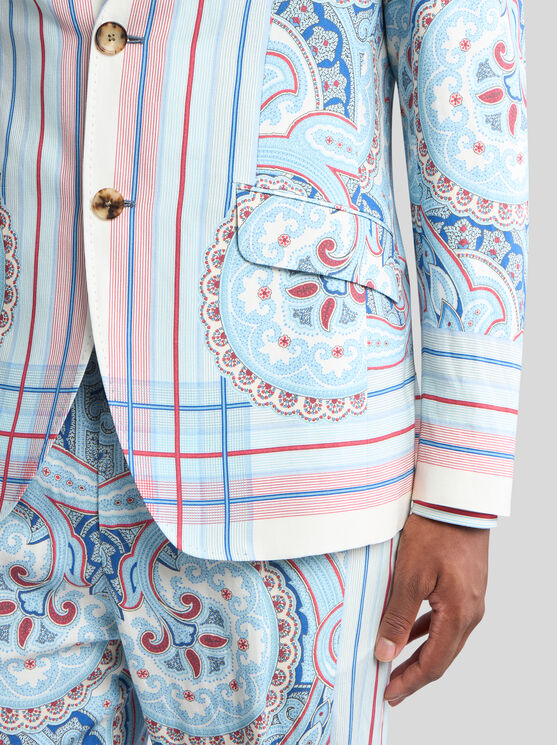 Etro Blazer Mit Paisleymuster Und Streifen In Weiss