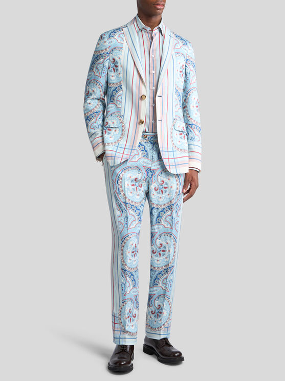 Etro Blazer Mit Paisleymuster Und Streifen In Weiss
