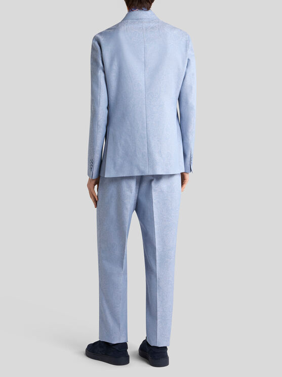 Etro Jacquard Cotton Blazer In Blue