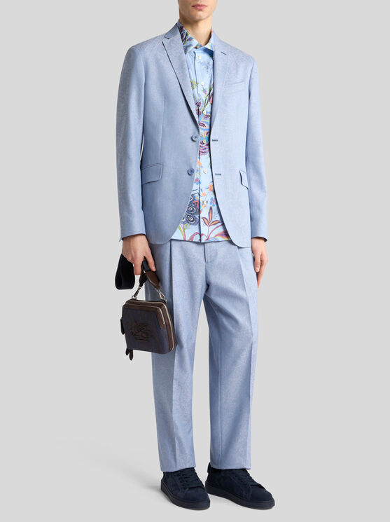 Etro Jacquard Cotton Blazer In Blue