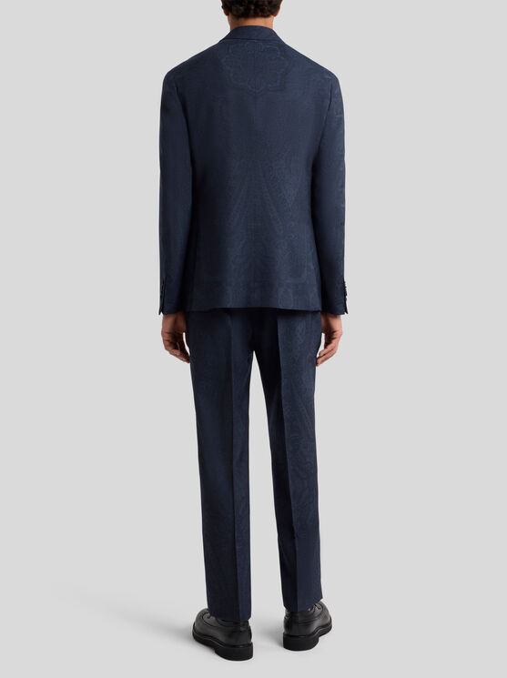 Etro , Blazer Aus Wolle Mit Print, Herren, Blau, Grösse 58 In Blue