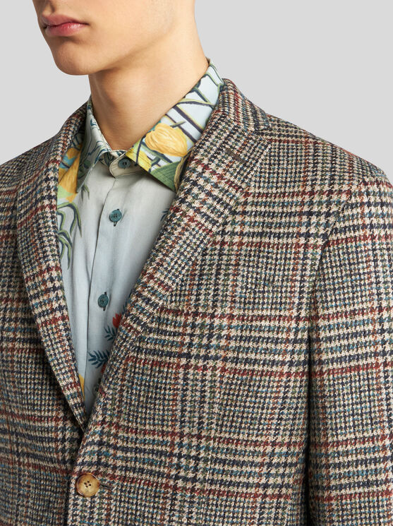 Shop Etro Wool And Alpaca Wool Blazer In Grey