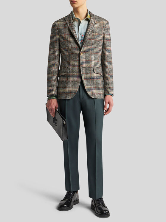 Shop Etro Wool And Alpaca Wool Blazer In Grey