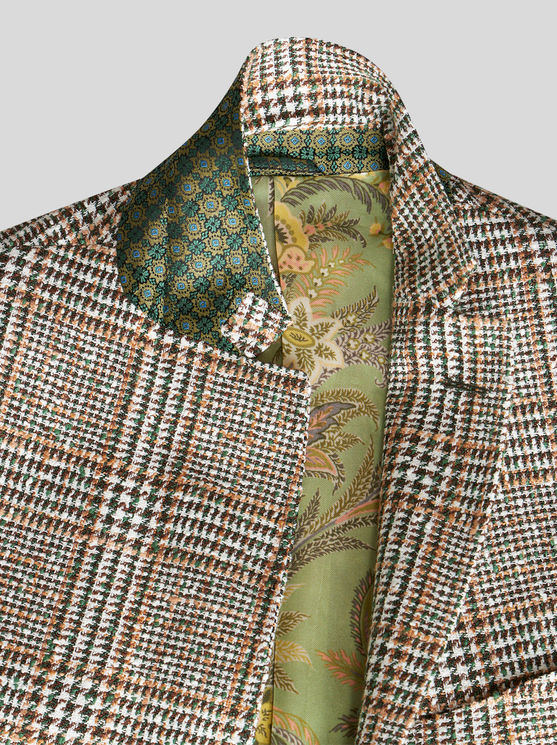 Shop Etro Check Linen- And Cotton-blend Blazer In Beige