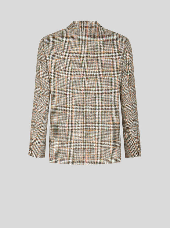 Shop Etro Check Linen- And Cotton-blend Blazer In Beige
