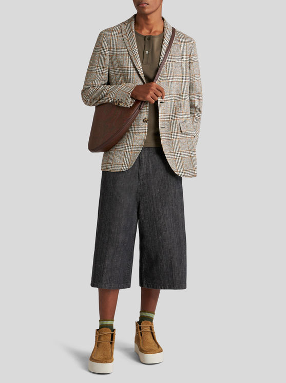ETRO CHECK LINEN- AND COTTON-BLEND BLAZER