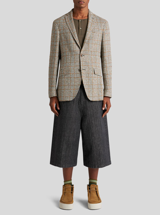 ETRO CHECK LINEN- AND COTTON-BLEND BLAZER