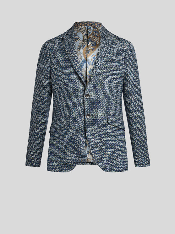 Shop Etro Wool And Alpaca Wool Blazer In Navy Blue