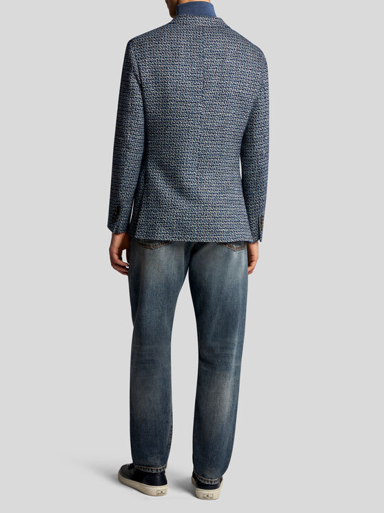 Shop Etro Wool And Alpaca Wool Blazer In Navy Blue