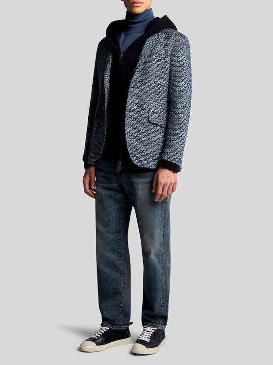 Shop Etro Wool And Alpaca Wool Blazer In Navy Blue