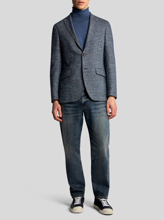 Shop Etro Wool And Alpaca Wool Blazer In Navy Blue