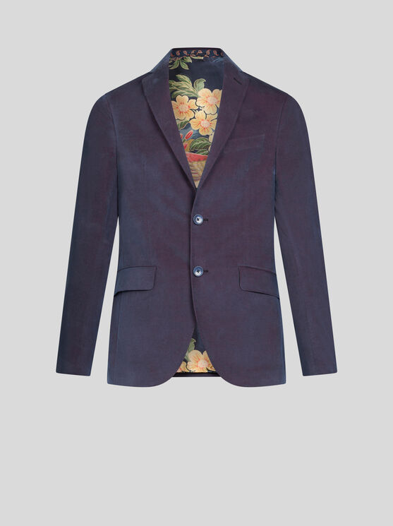 Shop Etro Velvet Blazer In Navyblau