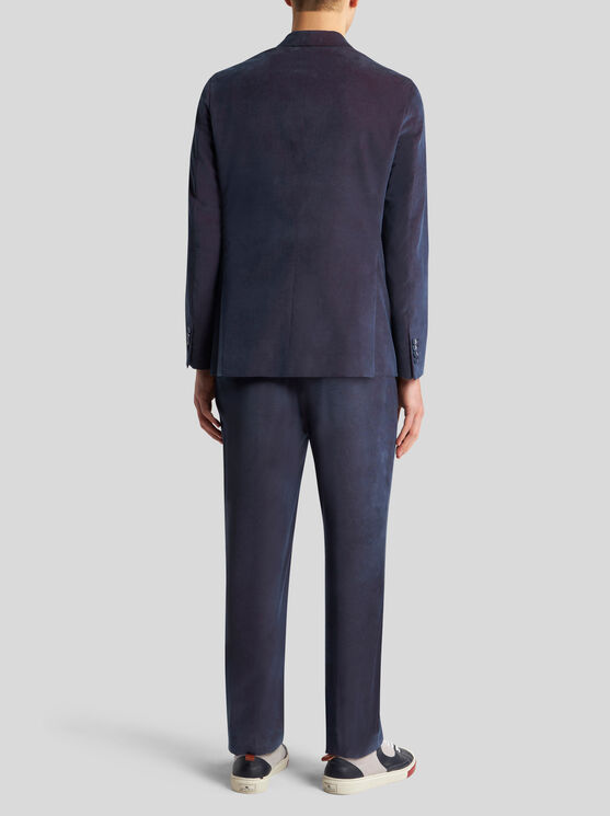 Shop Etro Velvet Blazer In Navyblau