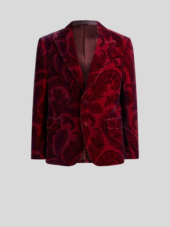 Etro , Blazer Aus Samt Mit Print, Herren, Bordeaux, Grösse 54 In Burgundy