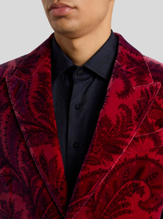 Etro , Blazer Aus Samt Mit Print, Herren, Bordeaux, Grösse 54 In Burgundy