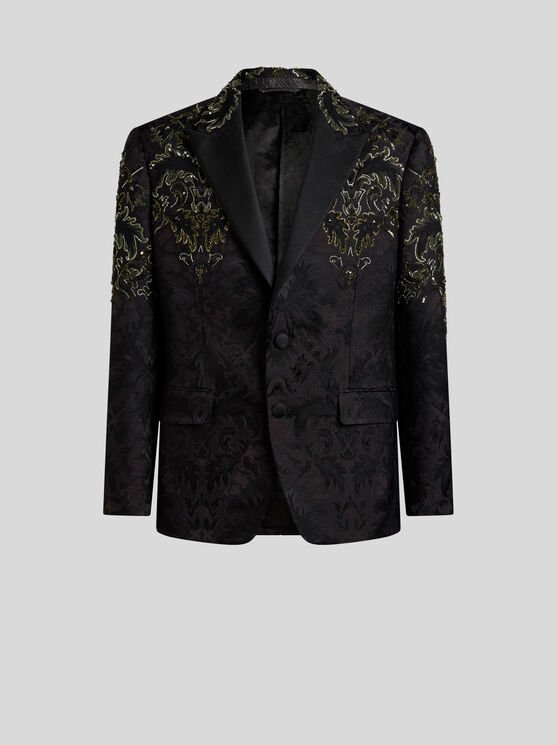 Etro Floral-embroidered Single-breasted Blazer In Black