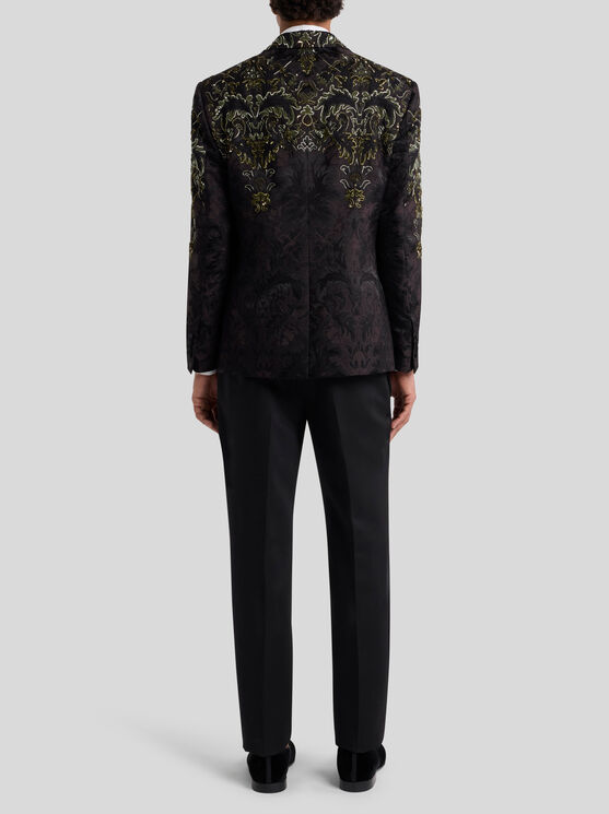 Etro Floral-embroidered Single-breasted Blazer In Black