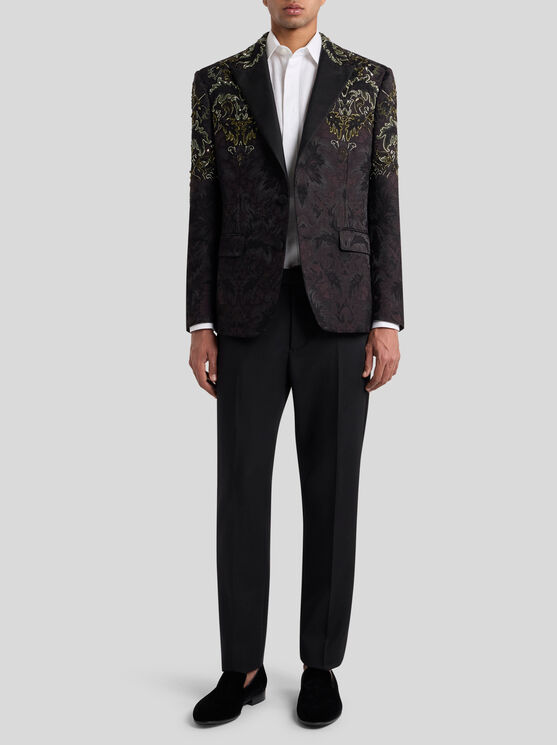Etro Floral-embroidered Single-breasted Blazer In Black