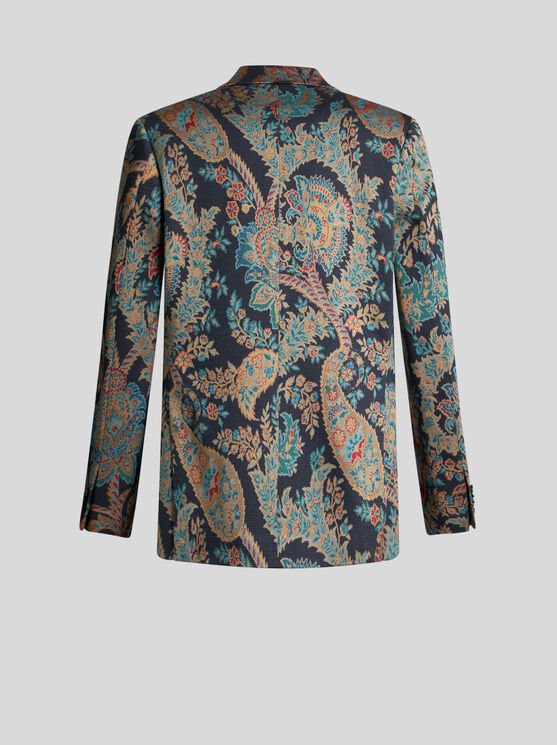 Shop Etro Floral Paisley Jacquard Blazer In Navy Blue