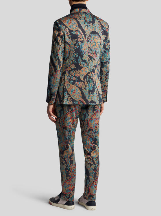 Shop Etro Floral Paisley Jacquard Blazer In Navy Blue