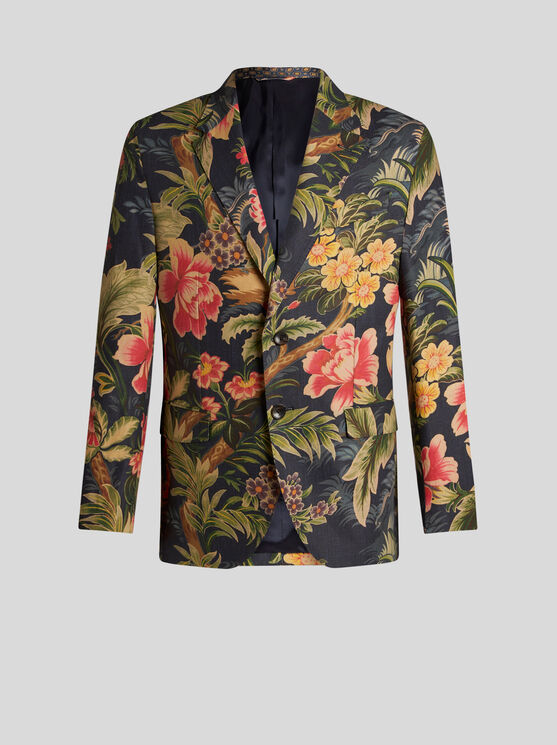 Shop Etro Linen And Cotton Blazer With Print In Multicolour