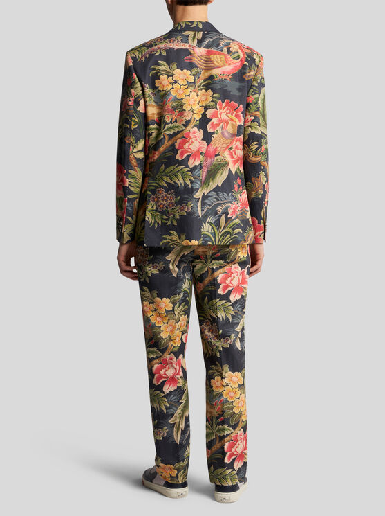 Shop Etro Linen And Cotton Blazer With Print In Multicolour