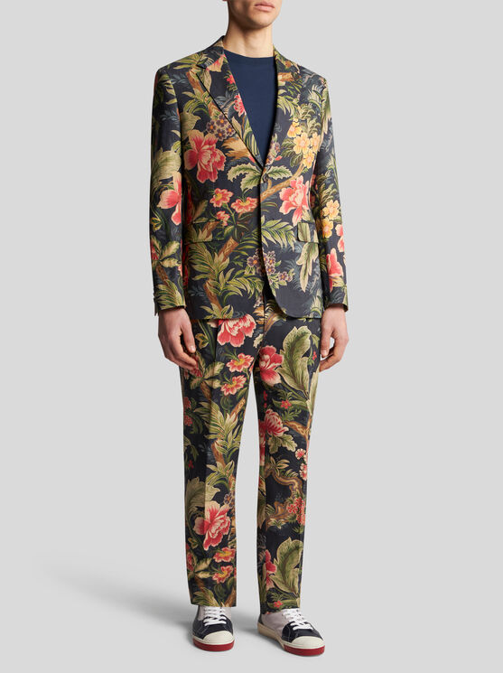 Shop Etro Linen And Cotton Blazer With Print In Multicolour