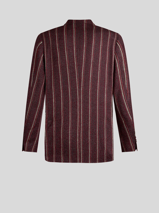 Shop Etro Striped Cotton And Wool Blazer In Burgundy