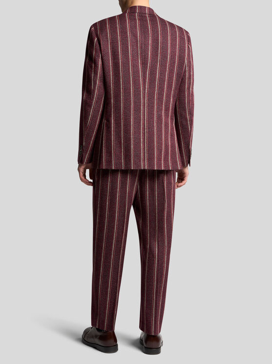 Shop Etro Striped Cotton And Wool Blazer In Burgundy