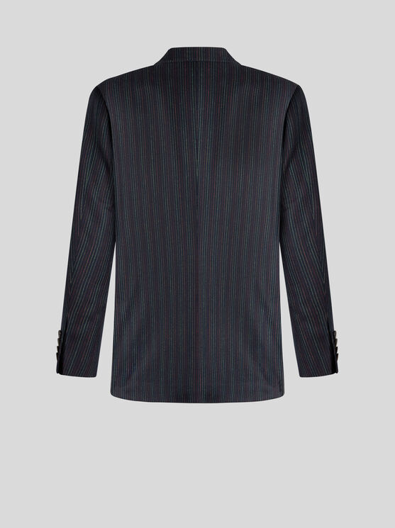 Shop Etro Pinstriped Wool Blazer In Black