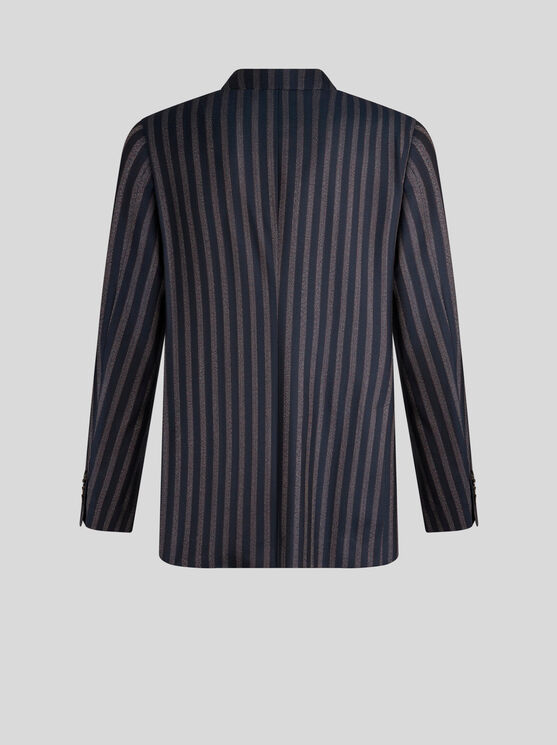 Shop Etro Striped Wool And Cotton Blazer In Navy Blue