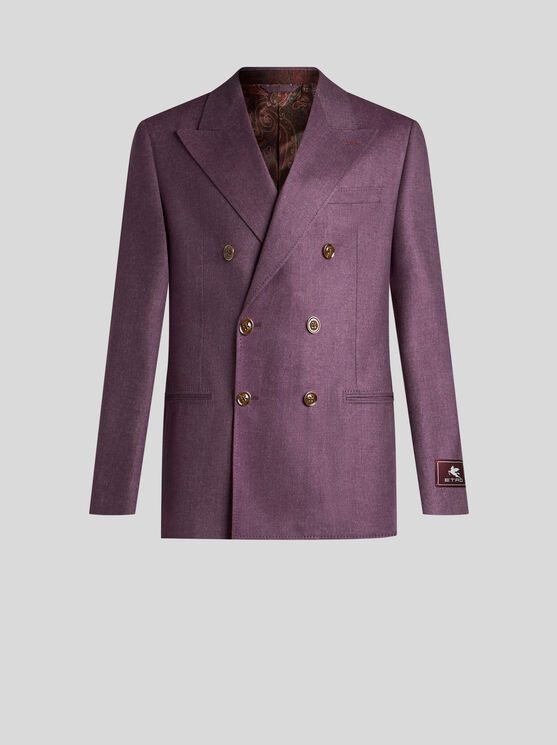 Shop Etro Zweireihiger Blazer Aus Kaschmir In Violett