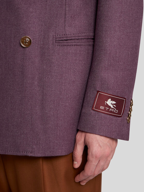 Shop Etro Zweireihiger Blazer Aus Kaschmir In Violett