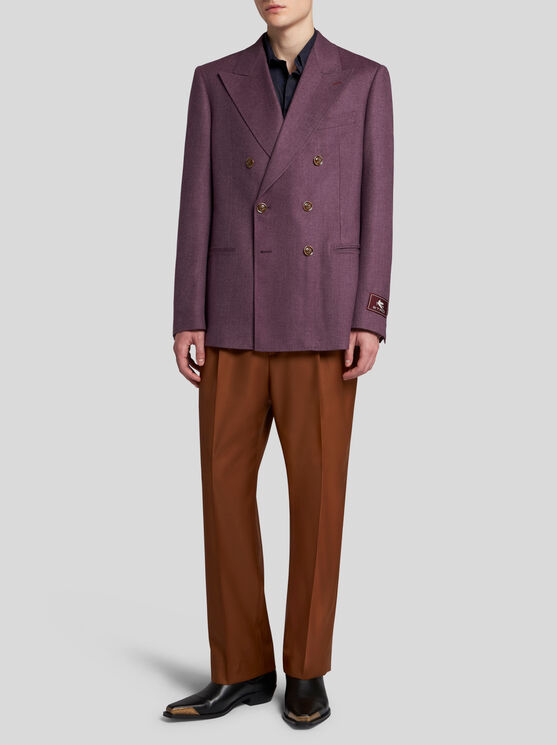 Shop Etro Zweireihiger Blazer Aus Kaschmir In Violett