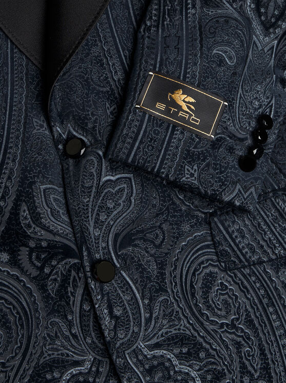 Etro Paisley Blazer In Navy Blue