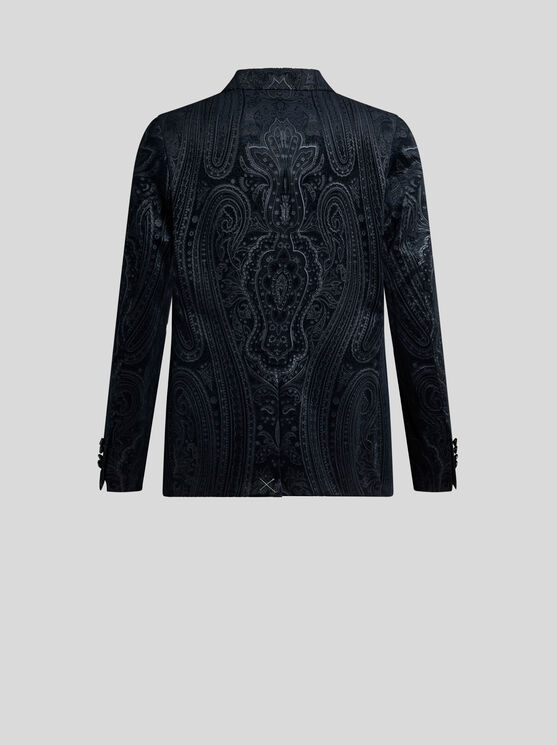 Etro Paisley Blazer In Navy Blue