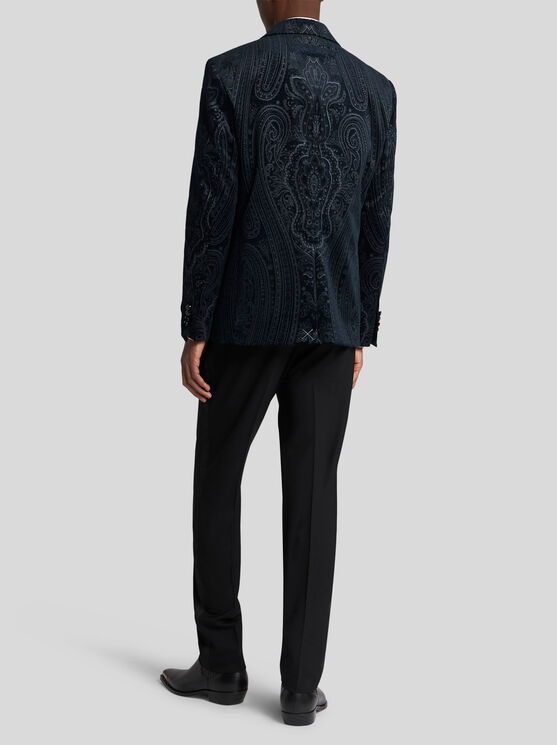 Etro Paisley Blazer In Navy Blue